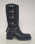 Stivale bikers con fibbie laterali in pelle nera. Bellissimo Made in Italy della collezione di Ovyè pronto da sfoggiare!