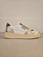 Sneakers in pelle  susy plat.bronzo-coky cdf.arg-logic bianco.f.do mono carta