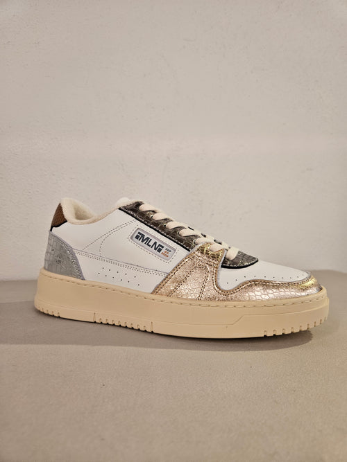 Sneakers in pelle  susy plat.bronzo-coky cdf.arg-logic bianco.f.do mono carta