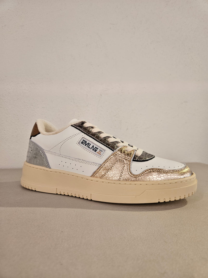 Sneakers in pelle  susy plat.bronzo-coky cdf.arg-logic bianco.f.do mono carta