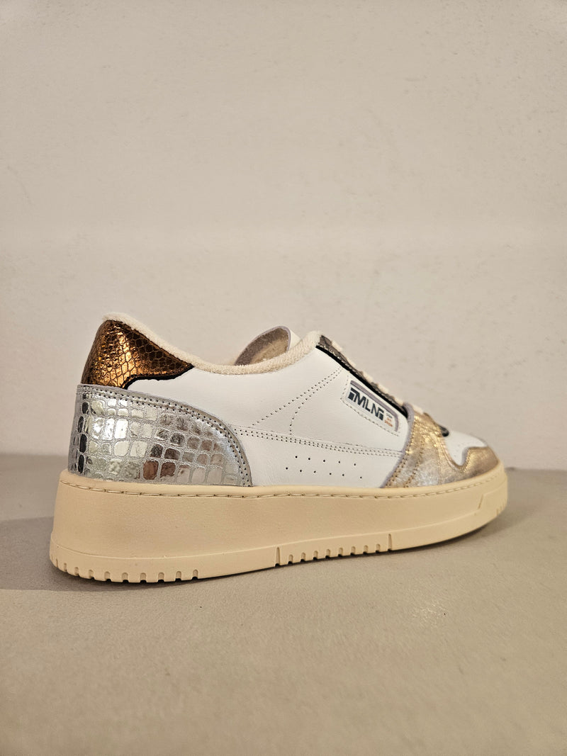 Sneakers in pelle  susy plat.bronzo-coky cdf.arg-logic bianco.f.do mono carta