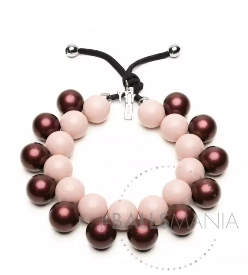 Collana ballsmania Comboballs rosa cipria e bordeaux metal