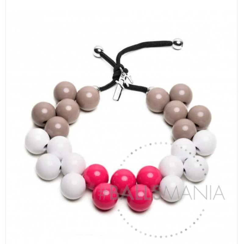 Collana BallsMania Season beige-bianco-fucsia